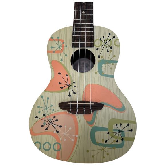 Luna Ukes UkeRadioactive Concert‎ Ukulele w Case Mid Century Starburst Design - Picture 8 of 11
